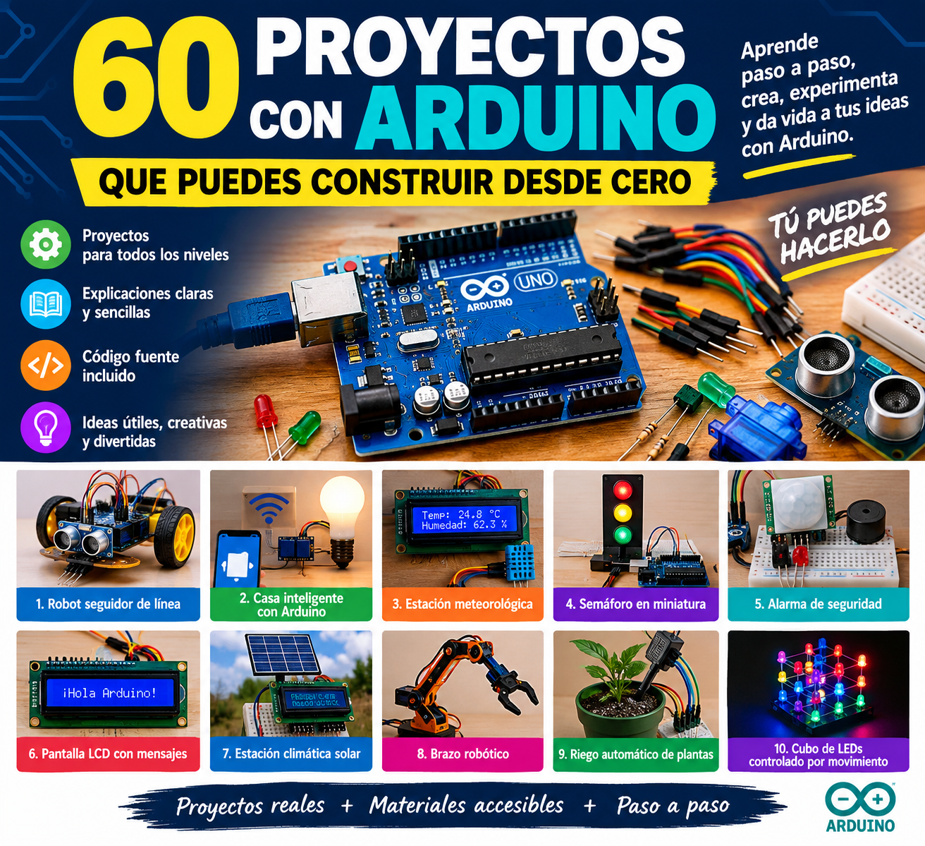 60 PROYECTOS CON ARDUINO QUE PUEDES CONSTRUIR DESDE CERO